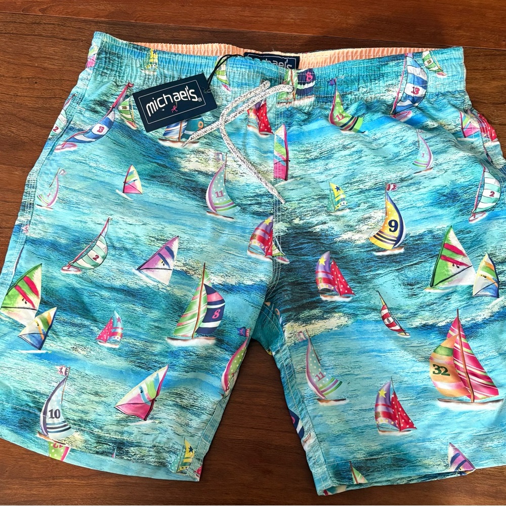 Michaels Multicolor Sailboat Swim Shorts